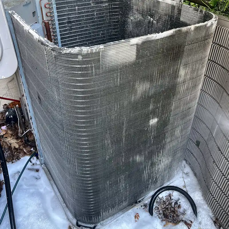 Condenser coil after cleaning, fins clear